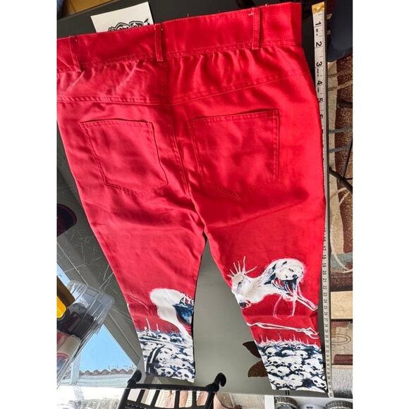 Catharsis Red Graphic Pants**Size 34** Ghost/Skull Print *NWT* - Picture 2 of 11